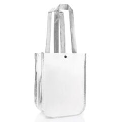 Designer Mini Tote Bag with Curved Corners - silver