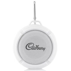 Waterproof Bluetooth Speaker with Carabiner and Suction Cup - white