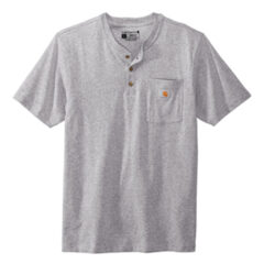 Carhartt® Short Sleeve Henley T-Shirt - 10326-HthrGrey-5-CTK84HthrGreyFlatFront3-337W