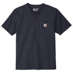 Carhartt® Short Sleeve Henley T-Shirt - 10326-Navy-5-CTK84NavyFlatFront3-337W