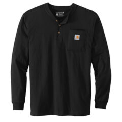 Carhartt® Long Sleeve Henley T-Shirt - 10327-Black-5-CTK128BlackFlatFront3-337W