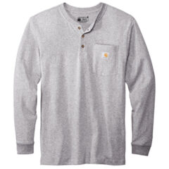 Carhartt® Long Sleeve Henley T-Shirt - 10327-HthrGrey-5-CTK128HthrGreyFlatFront3-337W