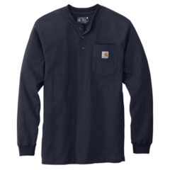 Carhartt® Long Sleeve Henley T-Shirt - 10327-Navy-5-CTK128NavyFlatFront3-337W