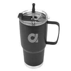 Lisbon Stainless Steel Tumbler with Straw – 30 oz - 50158_BLK_Silkscreen