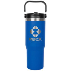 Vacuum Insulated Stainless Steel Tumbler with Handle and Built-In Straw – 30 oz - s820-01-front