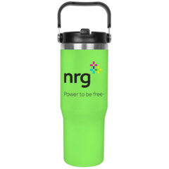 Vacuum Insulated Stainless Steel Tumbler with Handle and Built-In Straw – 30 oz - s820-03-front