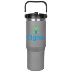 Vacuum Insulated Stainless Steel Tumbler with Handle and Built-In Straw – 30 oz - s820-07-front