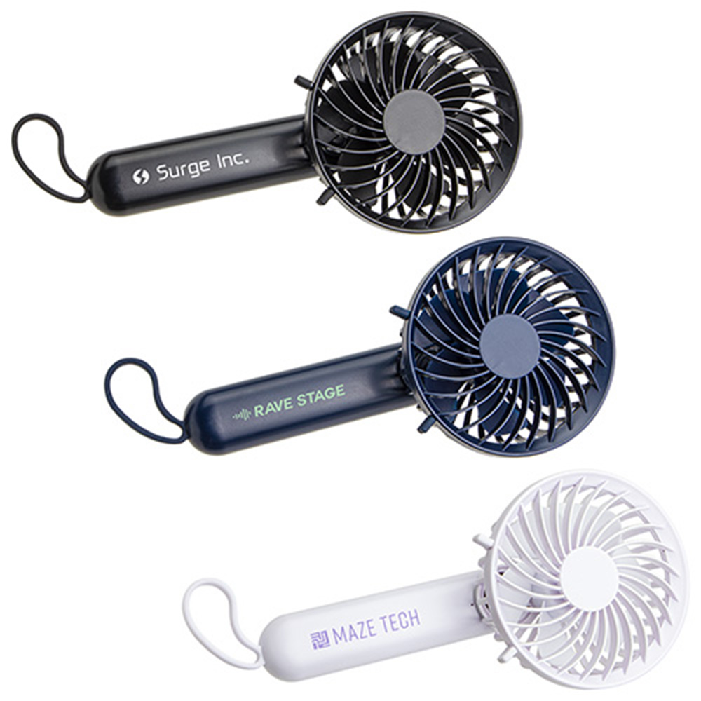 Quiet Breeze Rechargeable Hand Fan with Carabiner Show Your Logo