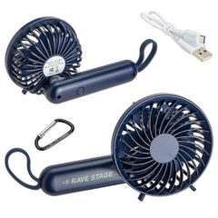 Quiet Breeze Rechargeable Hand Fan with Carabiner - wtv-qb23nb