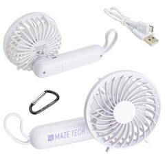 Quiet Breeze Rechargeable Hand Fan with Carabiner - wtv-qb23wh