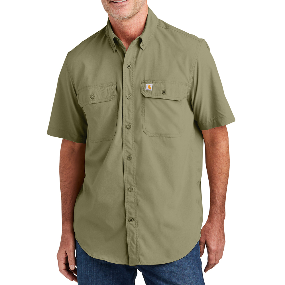 Carhartt Force® Solid Short Sleeve Shirt - 23378-BurntOlive-0-CT105292BurntOliveModelFront1-1200W
