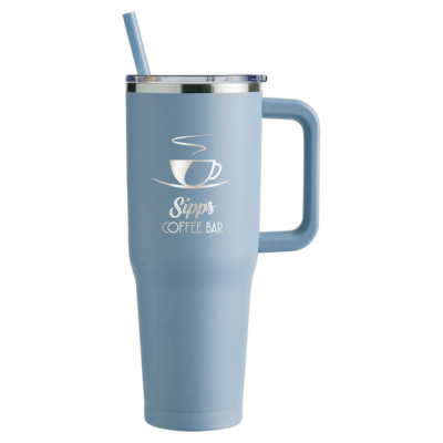 Harriton Vacuum Travel Tumbler 8211 40 oz 8211 Cloud Blue