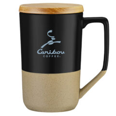 Rochester Two-Tone Ceramic Mug with Wood Lid - 15 oz