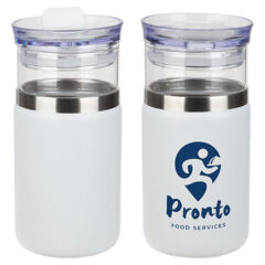 Tamari Glass Tumbler and Vacuum Insulated Can Cooler – 12 oz - dtm-tm23wh