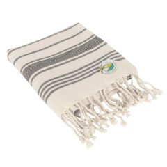Bungalow Beach Towel - 8035_BLKNAT_Embroidery