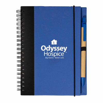 Contrast Paperboard Spiral Notebook with Pen 8211 Blue