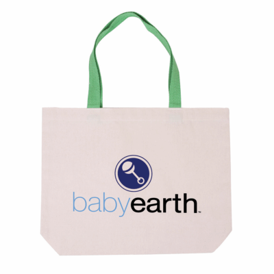 Cotton Canvas Tote with Color Accents 8211 Lime Green