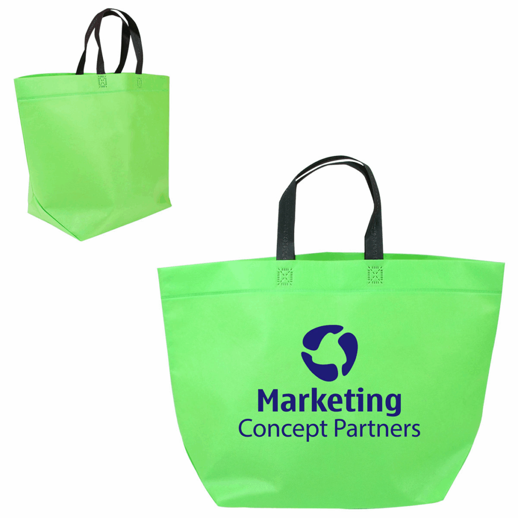 Two-Tone Heat Sealed Non-Woven Tote Bag - Two-Tone Heat Sealed Non-Woven Tote Bag 8211 Lime Green