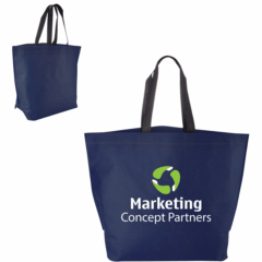 Two-Tone Heat Sealed Non-Woven Tote Bag - Two-Tone Heat Sealed Non-Woven Tote Bag 8211 Navy Blue