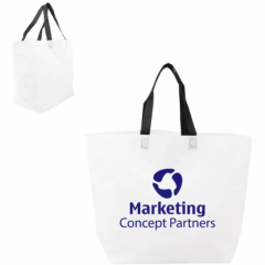 Two-Tone Heat Sealed Non-Woven Tote Bag - Two-Tone Heat Sealed Non-Woven Tote Bag 8211 White