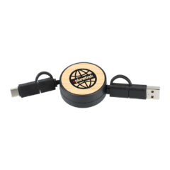 FSC® 100% Bamboo Retractable 5-in-1 Charging Cable - SM-2839-1