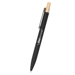 Recycled Aluminum Pen with Bamboo Plunger - 11989_BLK_Silkscreen