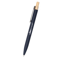 Recycled Aluminum Pen with Bamboo Plunger - 11989_NAV_Silkscreen