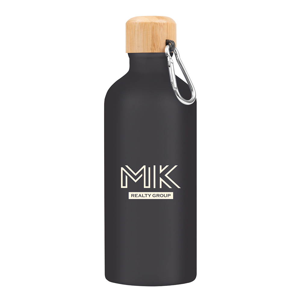 Aluminum Tundra Bike Bottle with Bamboo Lid – 20 oz - 57013_BLK_Silkscreen