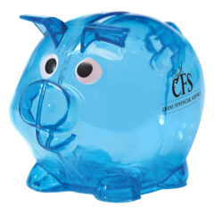Mini Plastic Piggy Bank - 5062_TRNBLU_Padprint