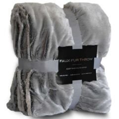 Alpine Fleece Faux Fur Throw - Alpine_Fleece_8730_Grey_Front_High