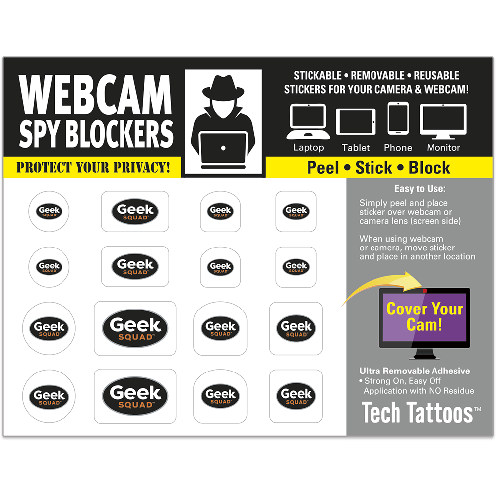 Webcam Spy Blocker Tech Tattoo™ - 147734_White Vinyl ultra removable adhesive_White