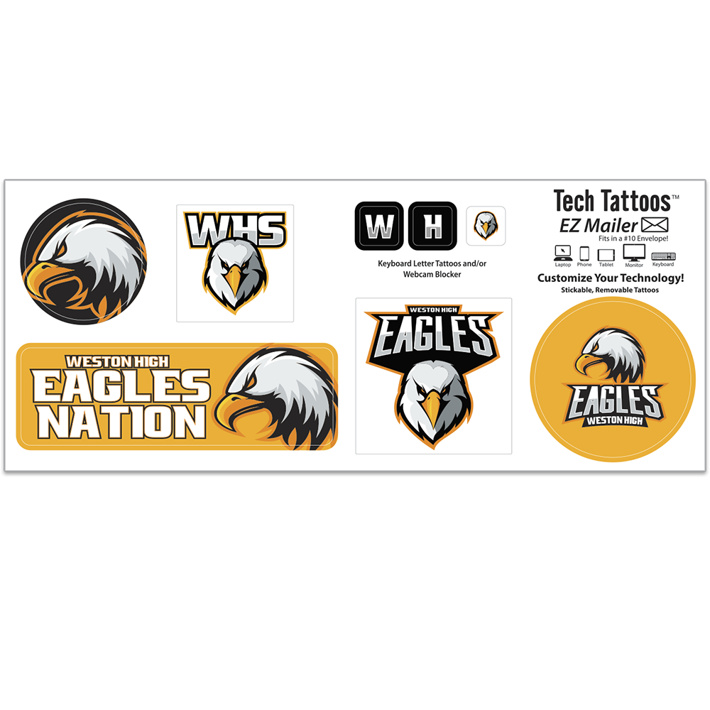 Tech Tattoo™ 6 Stock Shapes – 3-3/4″ x 9″ Sheet - 149334_White Vinyl ultra removable adhesive_White