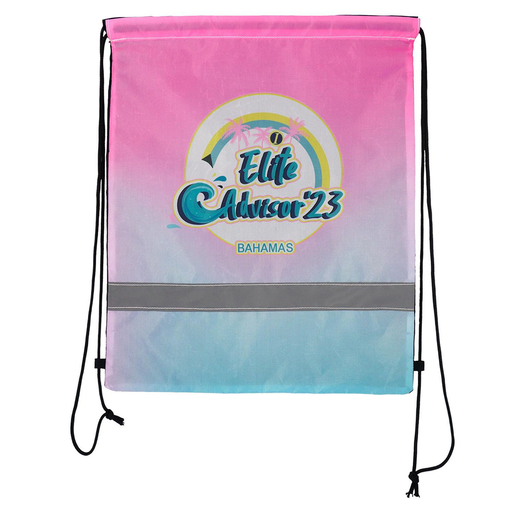 Full Color Reflective Drawstring Backpack - Show Your Logo
