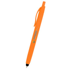 Zinnia Rubberized Pen with Stylus - 12002_ORN_Digibrite