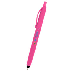 Zinnia Rubberized Pen with Stylus - 12002_PNK_Digibrite