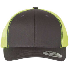YP Classics Retro Trucker Cap - YP_Classics_6606_Charcoal-_Neon_Green_Front_High
