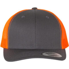 YP Classics Retro Trucker Cap - YP_Classics_6606_Charcoal-_Neon_Orange_Front_High