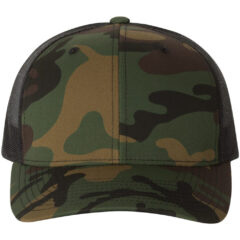 YP Classics Retro Trucker Cap - YP_Classics_6606_Green_Camo-_Black_Front_High