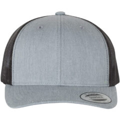 YP Classics Retro Trucker Cap - YP_Classics_6606_Heather_Grey-_Black_Front_High