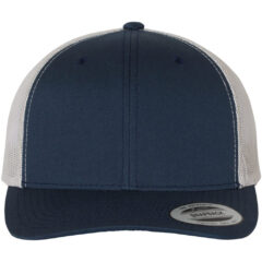 YP Classics Retro Trucker Cap - YP_Classics_6606_Navy-_Silver_Front_High