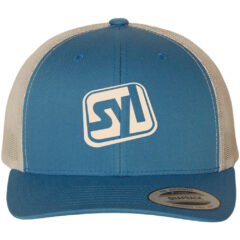 YP Classics Retro Trucker Cap - YP_Classics_6606_Steel_Blue-_Silver_Front_High