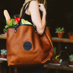 Duluth Pack™ Bison Leather Market Tote - DULUTH PACK BISON LEATHER MARKET TOTEIn Use