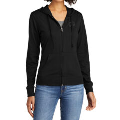 District ® Women’s Fitted Jersey Full-Zip Hoodie - 6179-Black-1-DT2100BlackModelFront2-337W