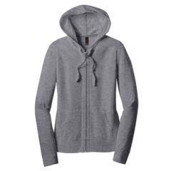 District ® Women’s Fitted Jersey Full-Zip Hoodie - 6179-DkHthrGrey-5-DT2100DkHthrGreyFlatFront-337W