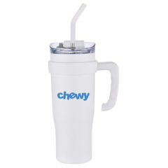 Travel Mug With Straw and Removable Handle – 40 oz - BTL128_White-1-Color-with-Handle_157899