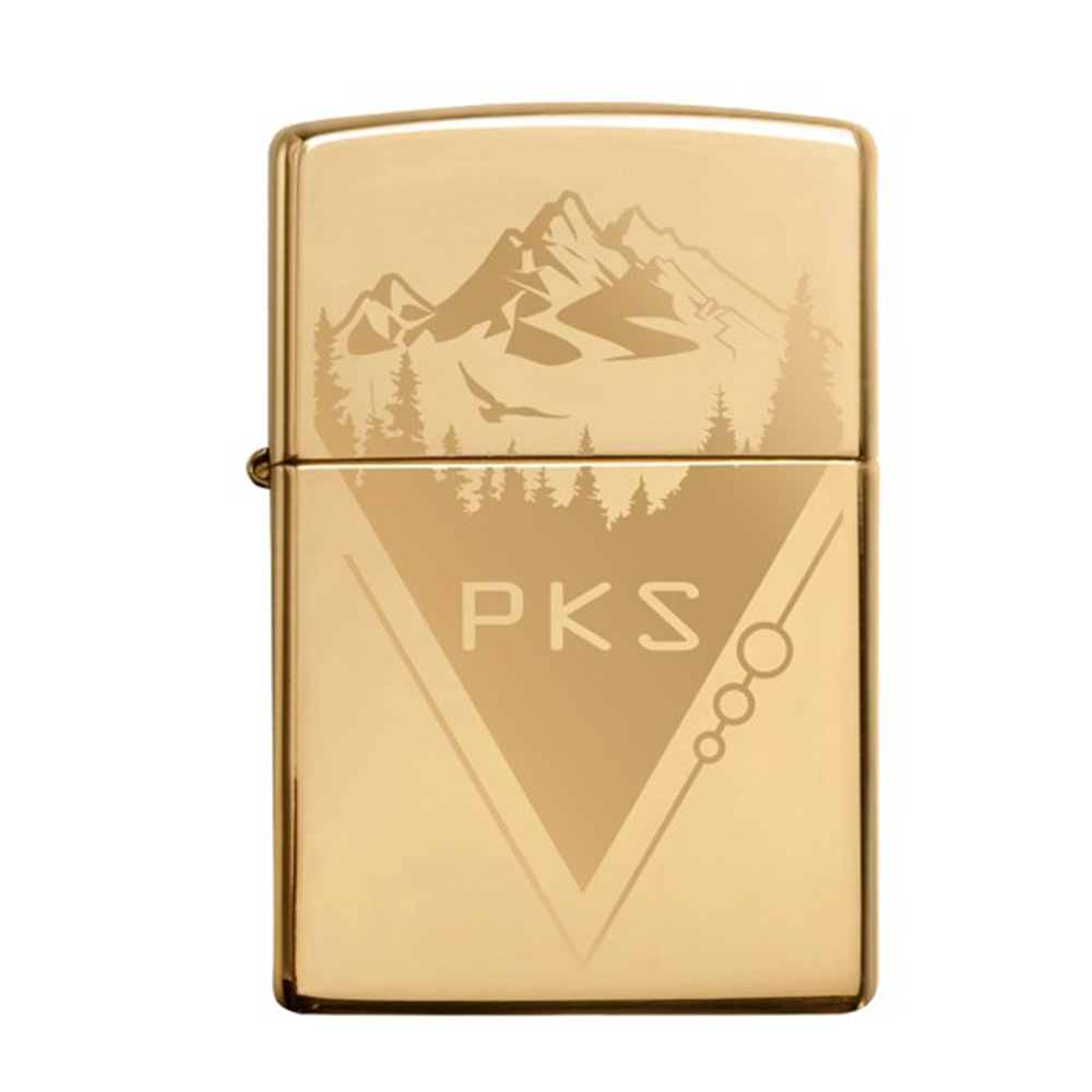 Zippo® High Polish Brass Windproof Lighter - High Polish Brass Zippo Windproof Lighter 8211 laser engraved