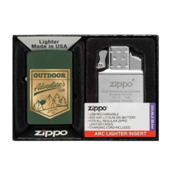Zippo® Matte Lighter & Rechargeable Electric Lighter Insert Gift Set - Matte Zippo Lighter 038 Rechargeable Electric Lighter Insert Gift Set 8211 green