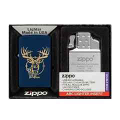 Zippo® Matte Lighter & Rechargeable Electric Lighter Insert Gift Set - Matte Zippo Lighter 038 Rechargeable Electric Lighter Insert Gift Set 8211 navy