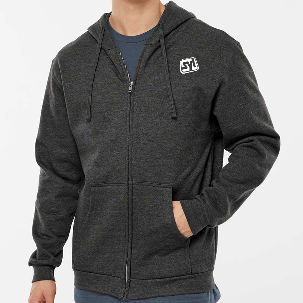 Tultex Full-Zip Hooded Sweatshirt - Tultex_331_Heather_Graphite_Front_High_Model