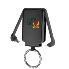 Keychain Power Bank with Flashlight – 2000mAh - 2000mAh Keychain Power Bank with FlashlightBlack
